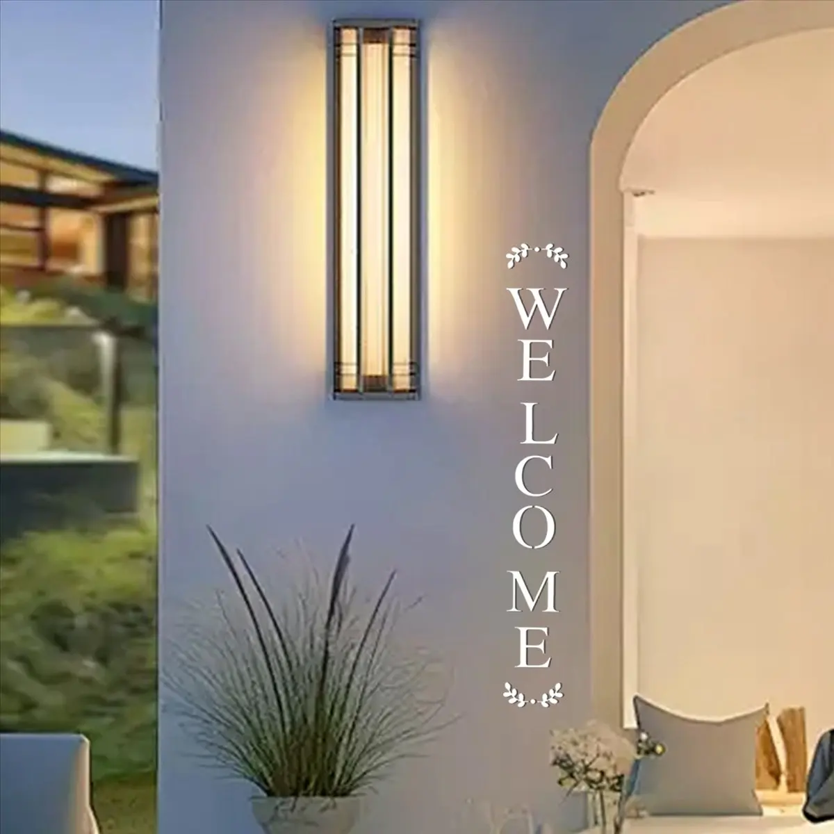A56K Welcome Sign Stencil, Large Letter Stencils for Painting on Wood Reusable Porch Sign and Front Door Vertical Decorating