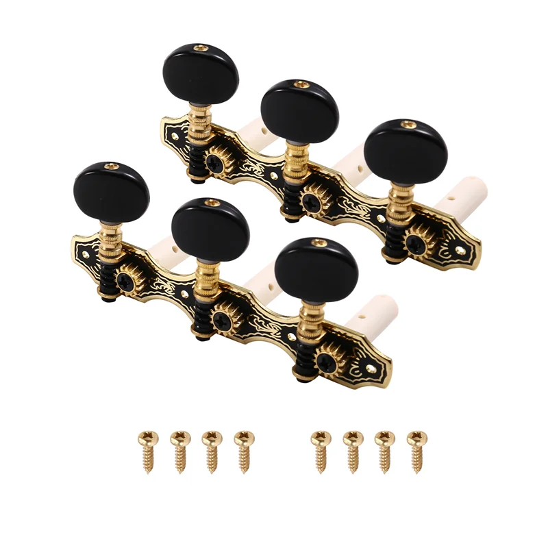 

B93B-Classic Acoustic Guitar Tuner Set, 1 Set Steel Tuning Pegs Machine Heads For Left+Right Orientation