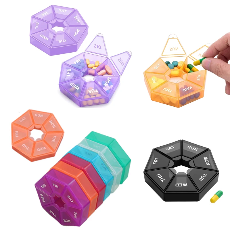 2/5/10PCS Mini Weekly Pill Organizer Pill Sorters Travel Portable Pill Storage Containers  7 Days Organizer Daily Medicine Case
