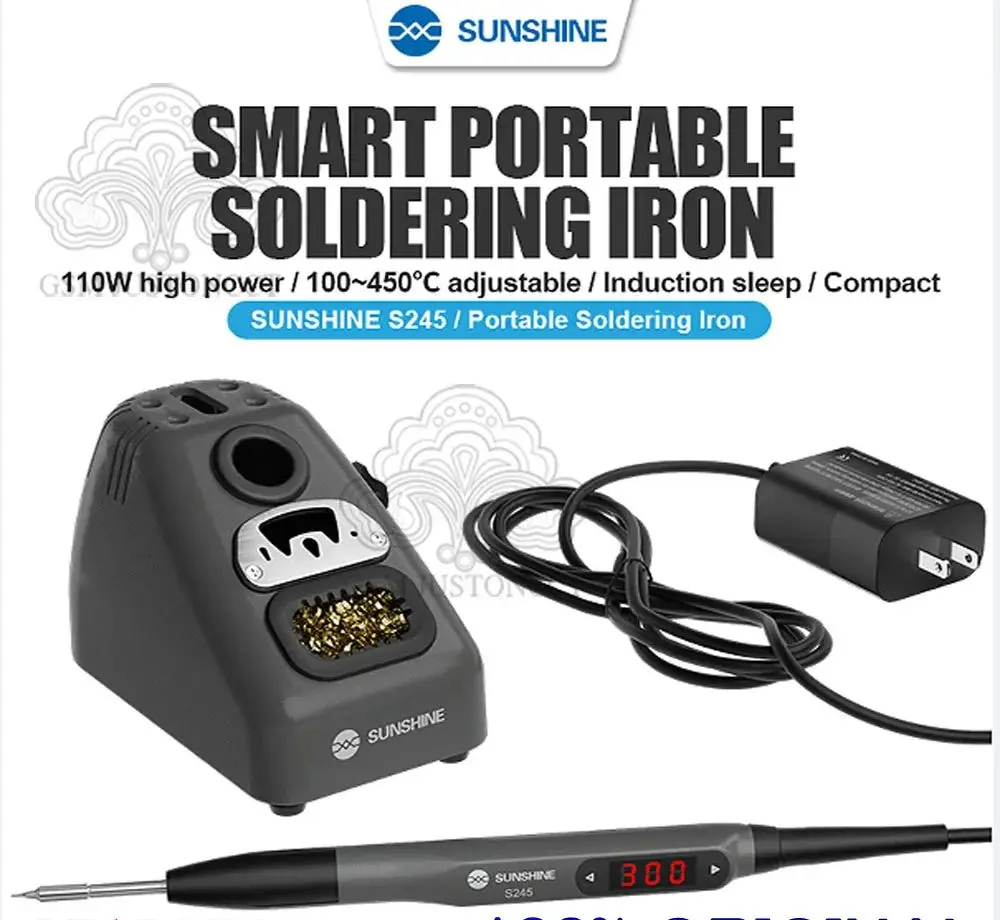 SUNSHINE S245 LED Smart Portable Soldering Iron 110W High Power 100~450℃ Adjustable Universal C245 Series Soldering Iron Tips