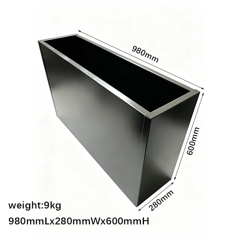 a forSolid Welded Square Metal Planter Matte Black Powder Coated Non-Detachable Steel Garden Planter Box Indoor Outdoor