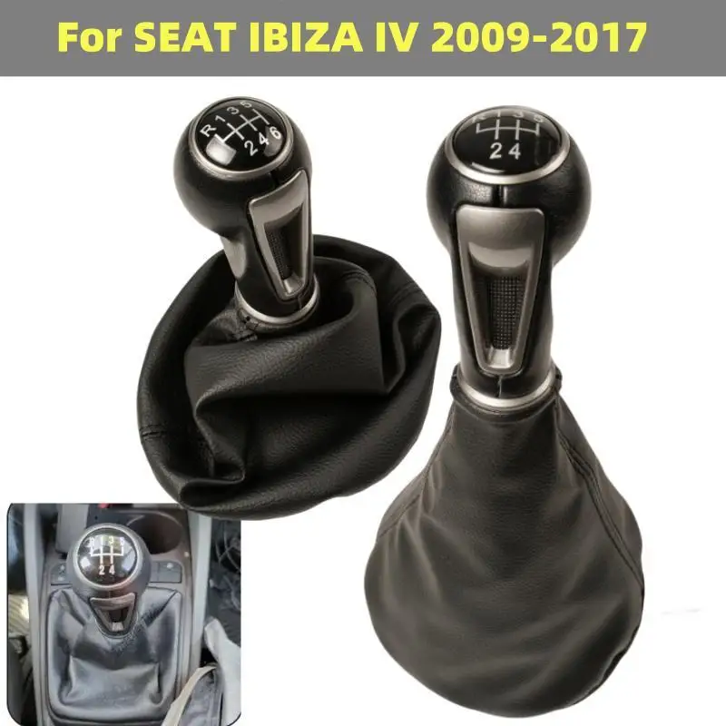 Gear Shift Knob Shifter Lever Stick Gaiter Boot Cover Cars Accessories Replacement Parts For SEAT IBIZA IV (6j) 2009-2017