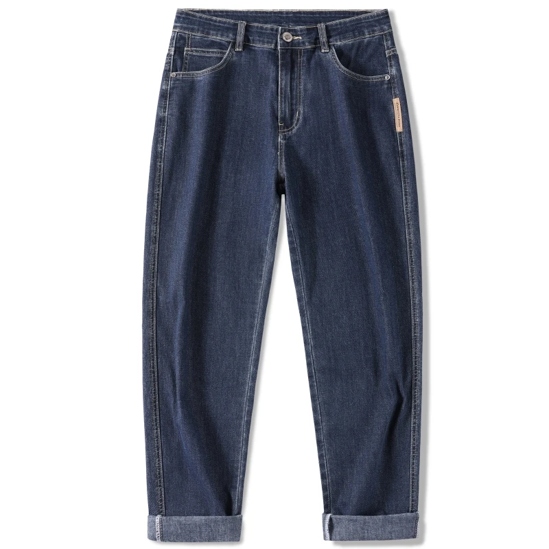 

2026 spring summer brand men's straight loose twill denim lightweight jeans Classic pocket high waist stretch casual pants
