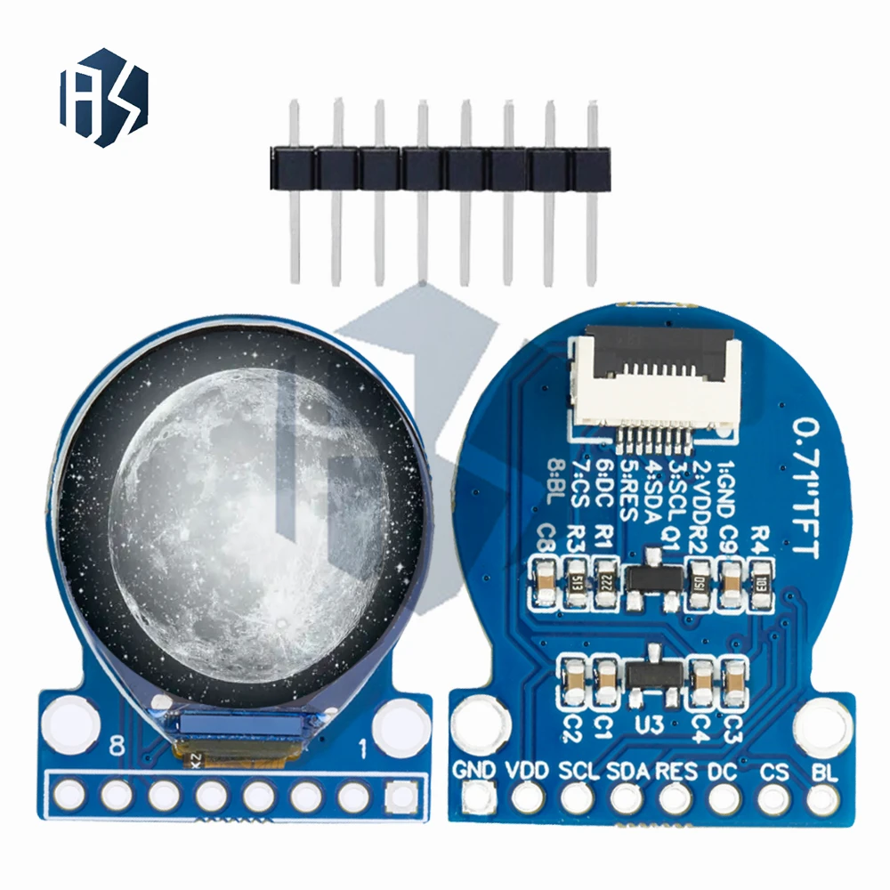 TFT عرض 0.71 بوصة TFT وحدة عرض إل سي دي مستديرة RGB 160*160 GC9A01 سائق 8PIN SPI واجهة 160x160 PCB لاردوينو