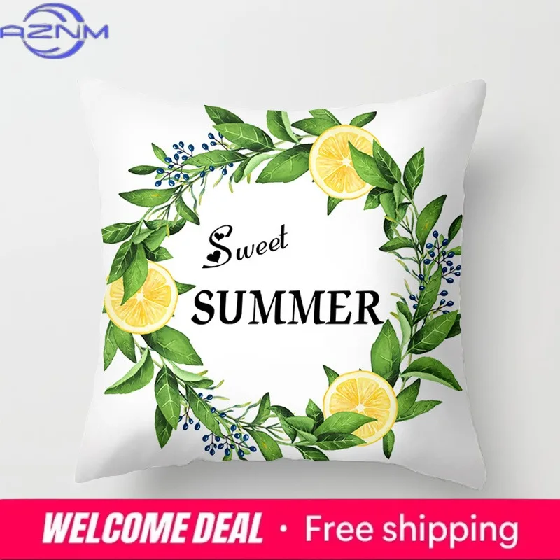 Home Decor Yellow Lemon Pattern Summer Cushion Cover Pillow Sofa Decorative