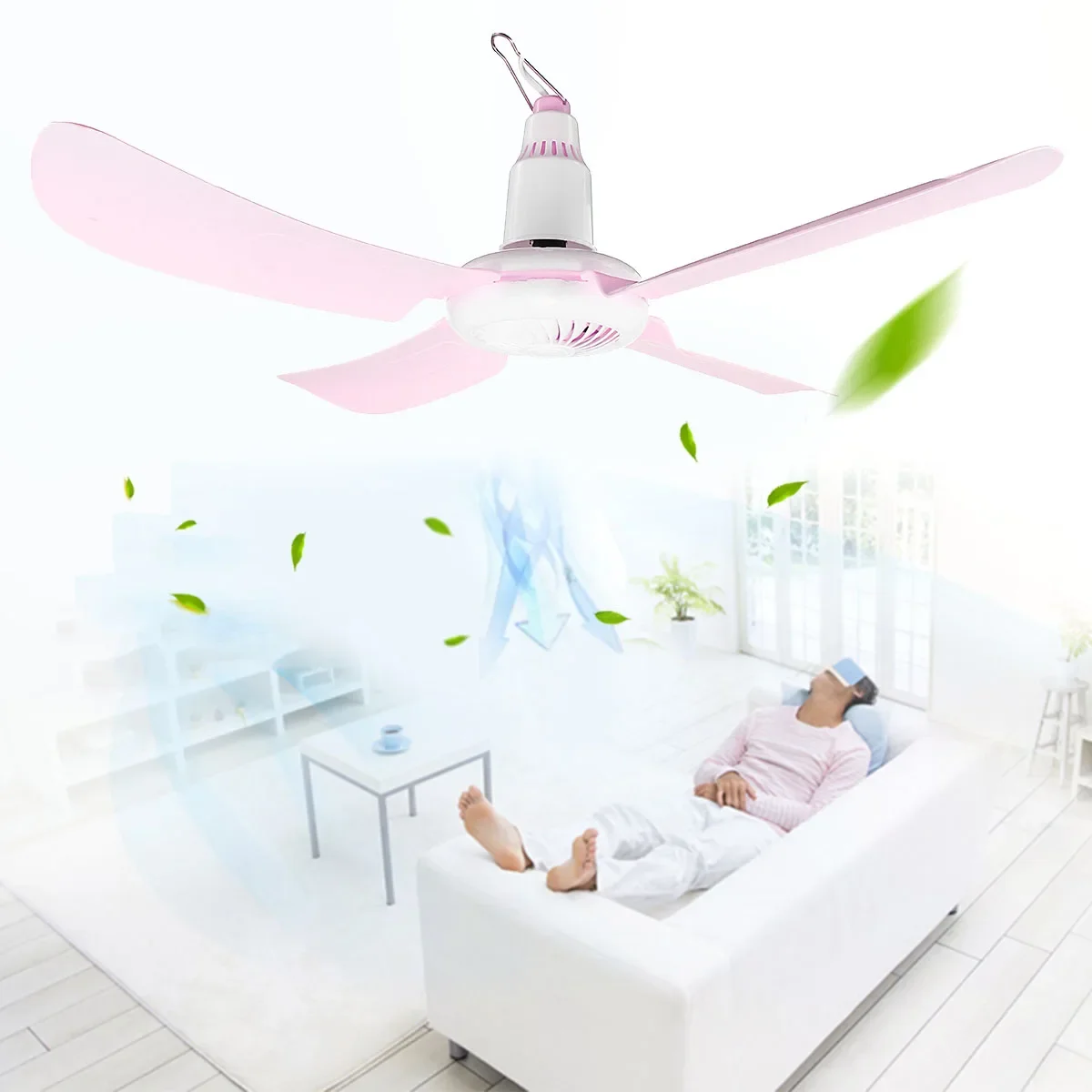 

220V 15W Silent Plastic 4 Leaves Turn Mini breeze Ceiling Fan 60CM Hanging Electric Fan Student Ceiling Fans Soft Wind Household