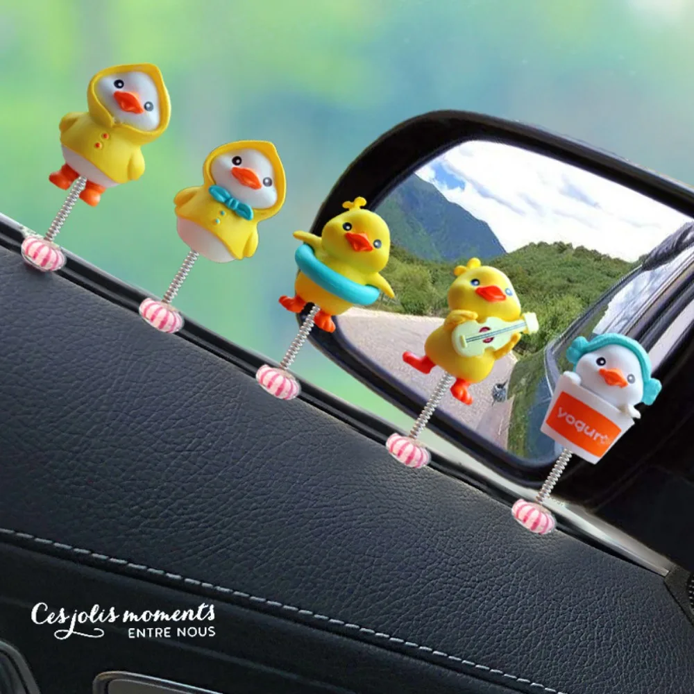 Cute Anime Figure Little Yellow Duck Model Decor Cute Car Mounted Ornaments Auto Interior Dashboard Accessories for Girls Gifts