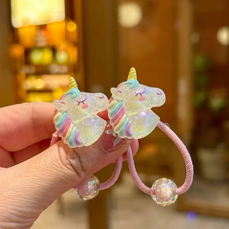 1 Pair Rainbow Elastic Hair Bands for Girls Children's Lovely Hair Accessories Baby Headwear Ties image 2