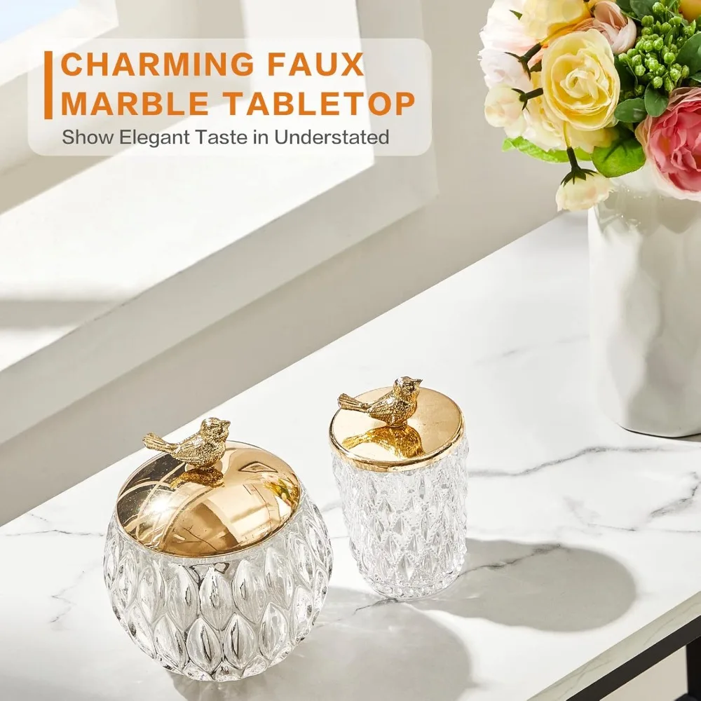 عرض ساخن. طاولة وحدة تحكم من الرخام الضيق مقاس 12 بوصة باللون الأبيض، طاولة أريكة صناعية حديثة مقاس 31.5 بوصة مع أرفف تخزين من 3 طبقات للممر #5