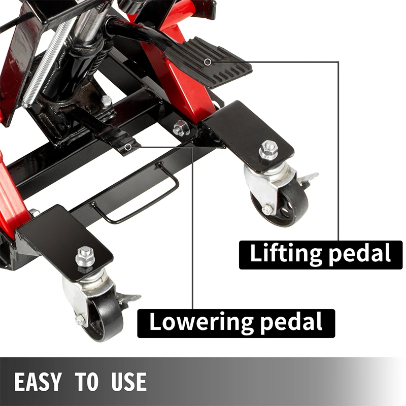 Hydraulic Motorcycle Scissor Jack 680KG Load Capacity Adjustable Portable Hoist Stand Lift Tool Non-Slip Rubber