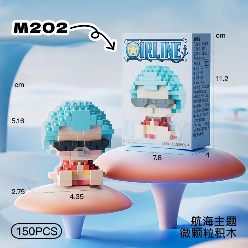 Neue ONE PIECE Sonnengott Nika Luffy Micro Action Block Chopper Ace Buggy 3D Anime Modell Bausatz Mini Bausteine Figuren Spielzeug als Geschenk