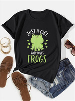 2024 New Summer Fashion Just A Girl Who Loves Frog Shirt Cute Frog Shirt Fun Frog Lover Gift Women's Round Neck T-shirt