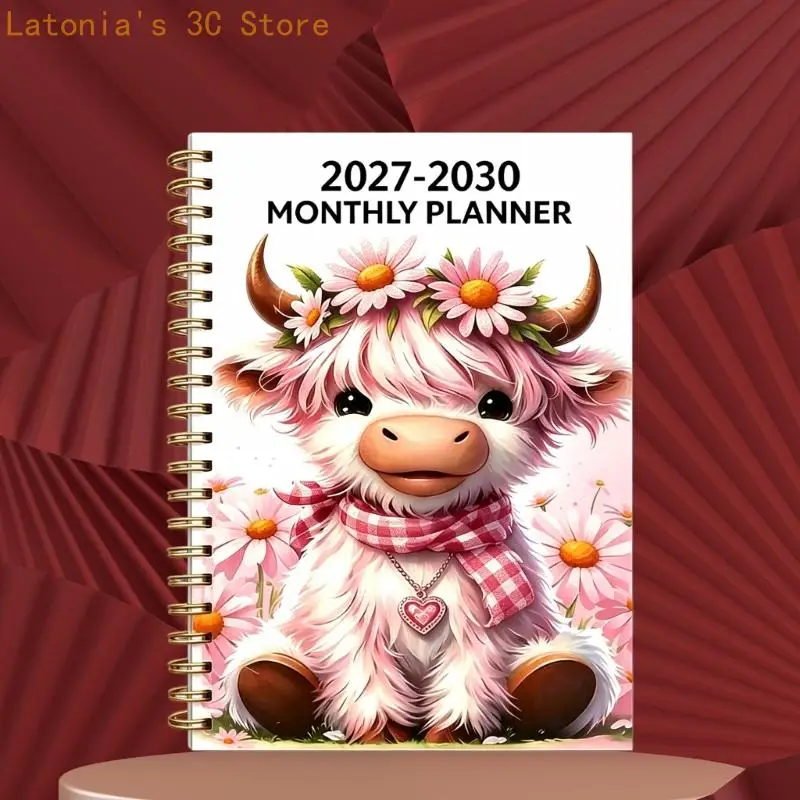 2027-2030 Four-Year Monthly and Weekly Planning Notebook, Spirals-Bound Paper Planner for Work Schedules, Study Tasks, and