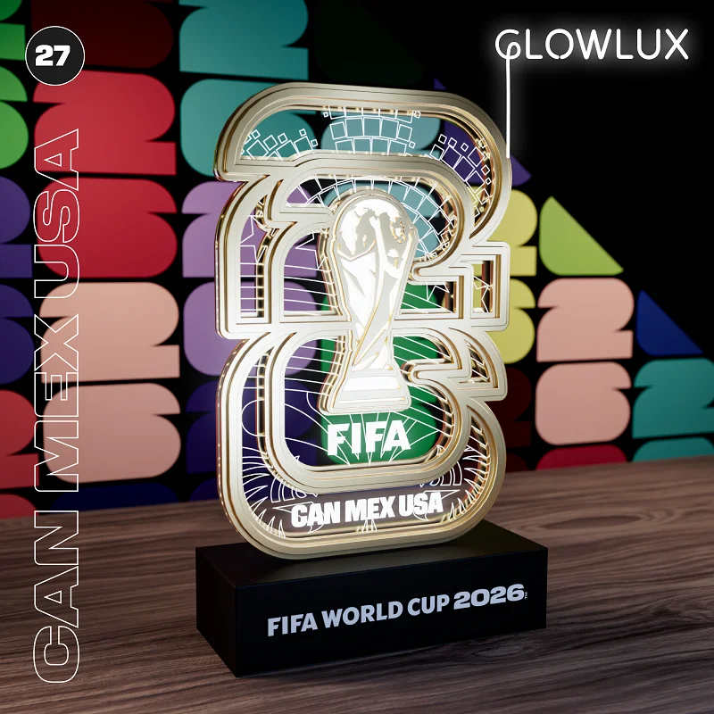 Lámpara Nocturna LED 3D de la Copa Mundial de la FIFA, Luz de Ambiente de Fútbol, Decoración de Habitación Interior, Adorno Coleccionable para Amantes del Fútbol