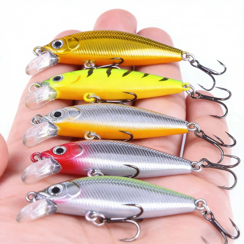 5cm 3g Köder, sinkender Zungenplatten-Minnow mit Doppelhaken, bionischer Köder, Weitwurf, speziell für Süß- und Salzwasser, universell für Barsch und Karpfen