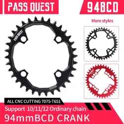 PASS QUEST 94BCD 4-Bolt Bicycle Chainring for SRAM NX GX X1 Round/Oval 30-40T Narrow Wide Teeth Sprocket Crankset Crown