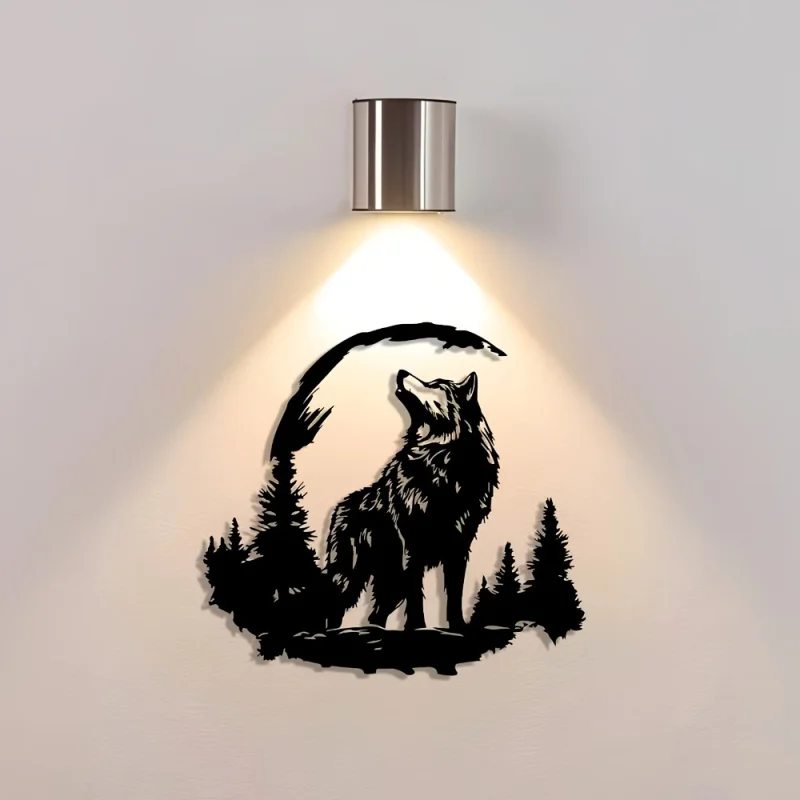 Wolf Metal Wall Art，Multifunctional indoor/Outdoor iron wall decoration，Housewarming Gift、Holiday、Birthday、Office、Garden