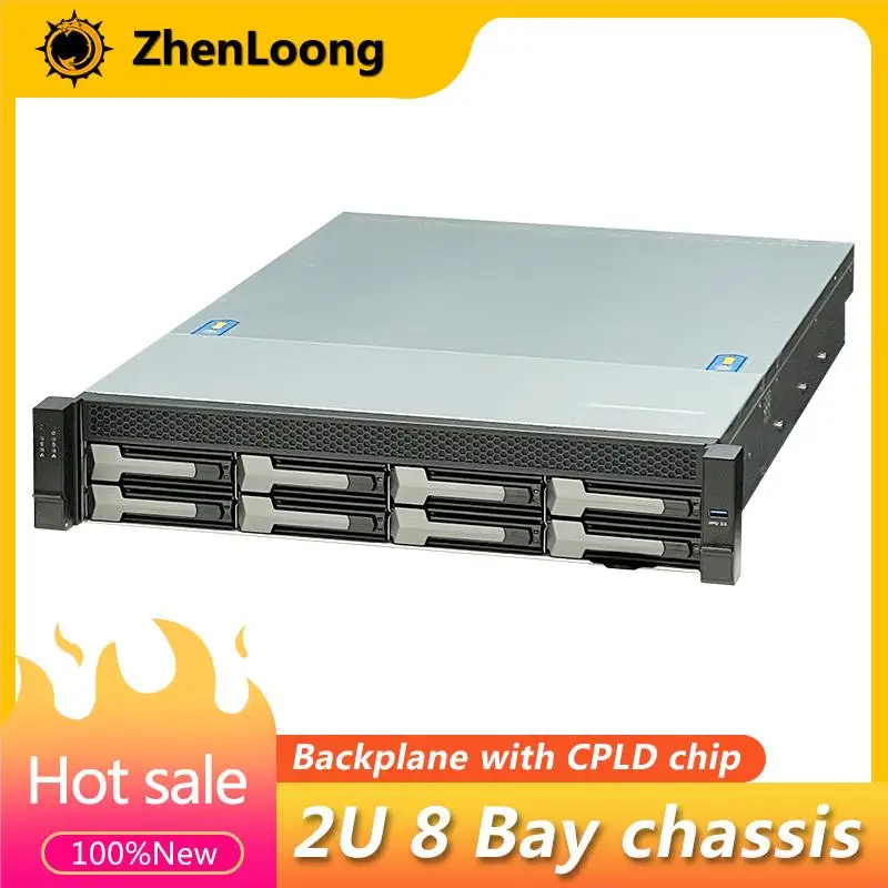 ZhenLoong X28 2U 8 bay Rackmount Hotswap Chassis 650mm Depth Storage Server Case 12Gb MiniSAS Backplane Support EATX MotherBoard