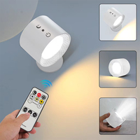 Led Double Head Wall Lamp Touch Control Remote 360 Rotatable USB Recharge Wireless Portable Night Light For Bedroom Reading Lamp