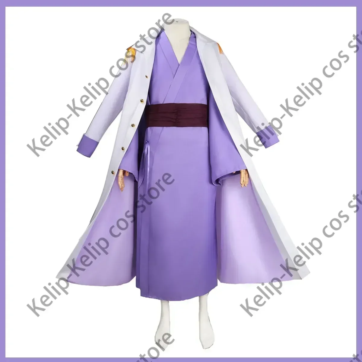 

Anime Fujitora Issho Cosplay Costume Saijo O Wazamono Admiral Marine Trench Purple Kimono Cloak Adult Man Halloween Party Suit