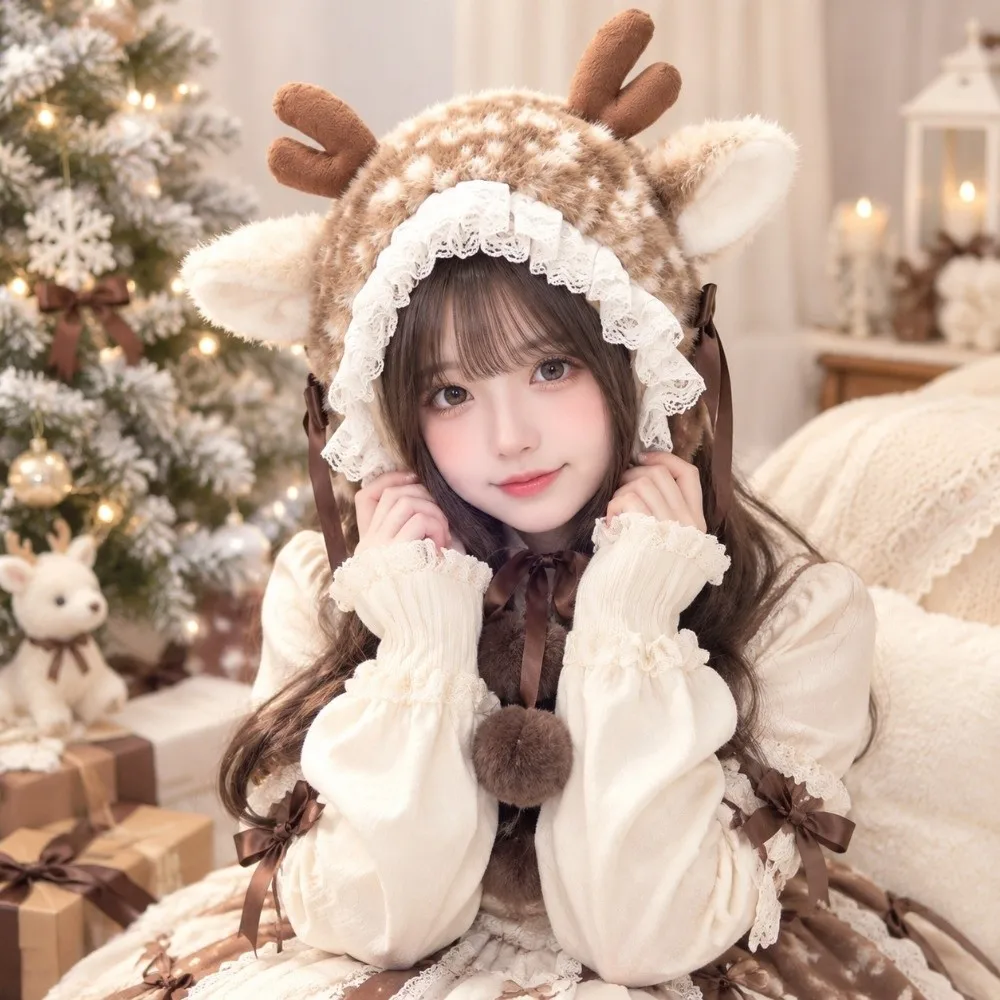 Thick Deer Pattern Faux Fur Hat Leg Cover Faux Mink Fur Mink Fur Fake Collar Windproof Comfortable Fit Cross-tie Scarf Winter