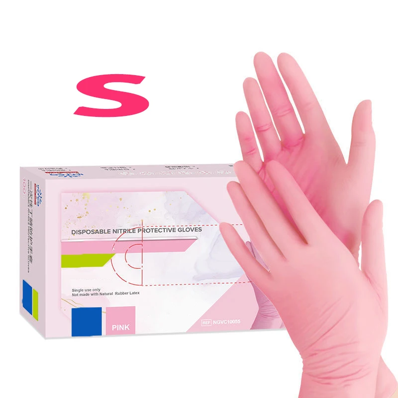 20/50/100/200/400/1000 stuks roze nitrilhandschoenen, geschikt voor reiniging, keuken, badkamer, haarverven en nagel trimmen