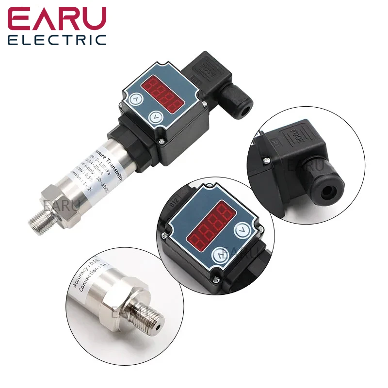 Vacuum Pressure Transmitter Transducer Sensor Controller with Display 0.5% FS High Precision 4-20mA RS485 Output -1-400Bar G1/4