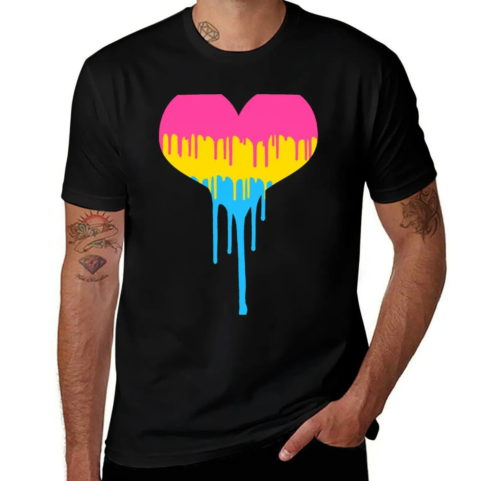 

Pansexual Pride Drip Heart T-Shirt cotton tshirt 100% t shirt men 100% cotton luxury brand T-Shirt
