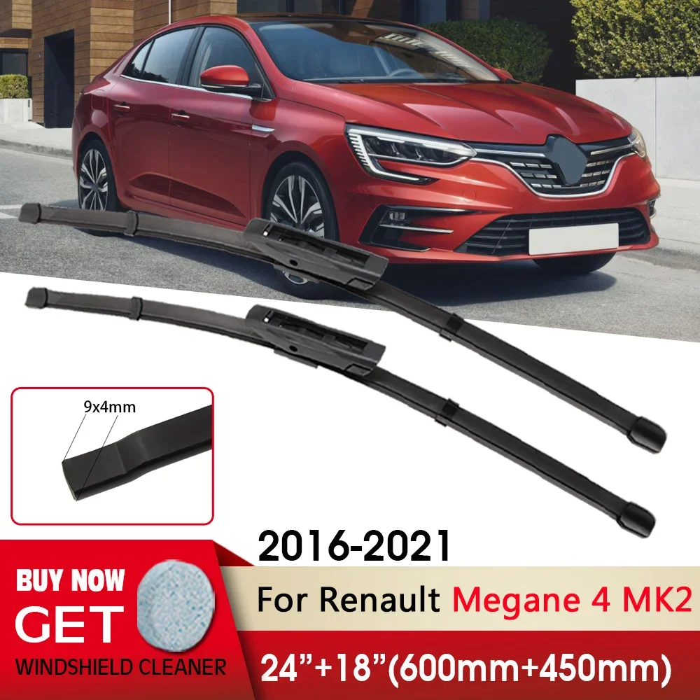 

Car Wiper Front Wiper Blades 24"+18" For Renault Megane 4 MK2 2016-2021 Fit Bayonet Arm Windshield Windscreen Front Window