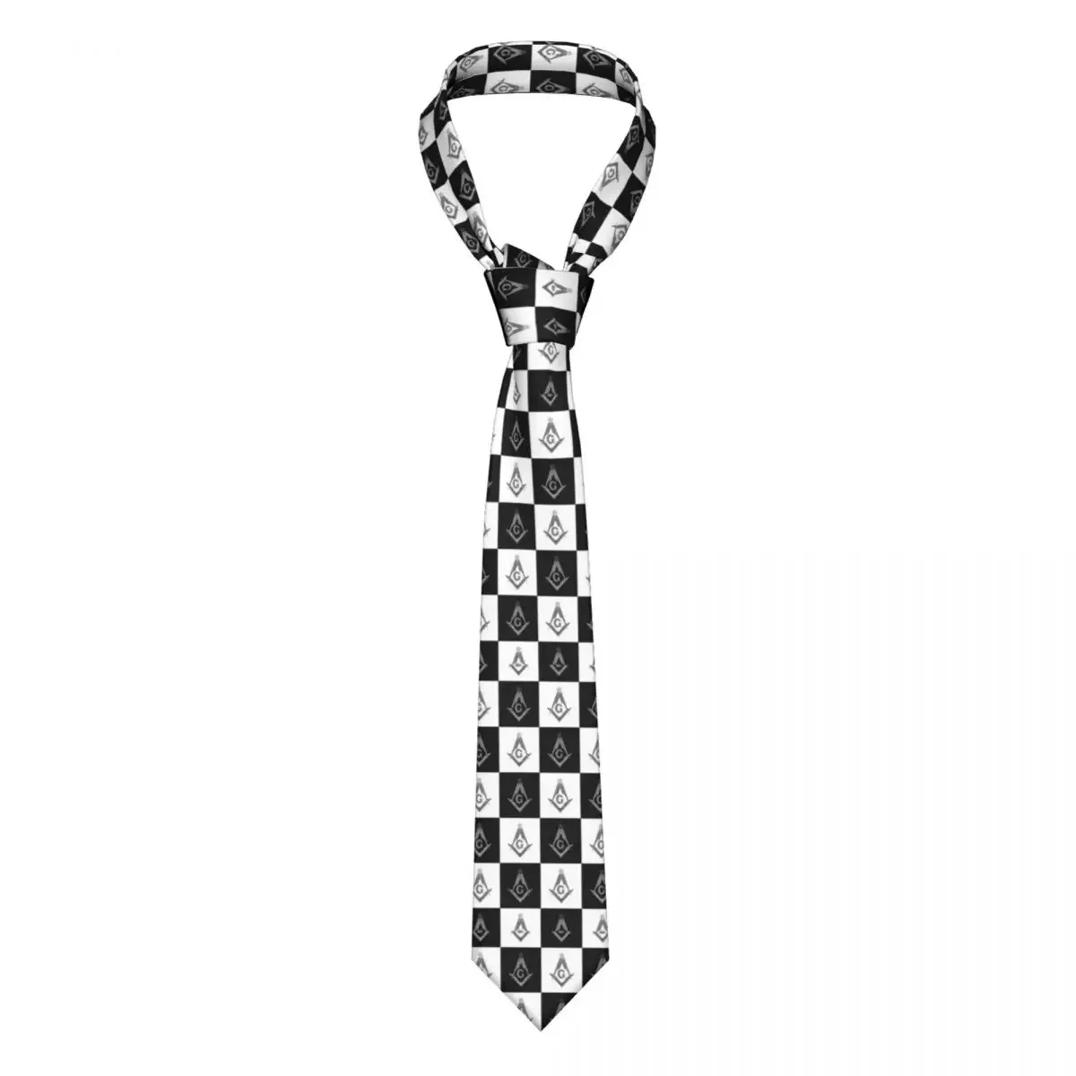 Freemason Checkered Pattern Necktie 8 cm Masonic Mason Men  Shirt Accessories Cravat Wedding  Cosplay Props