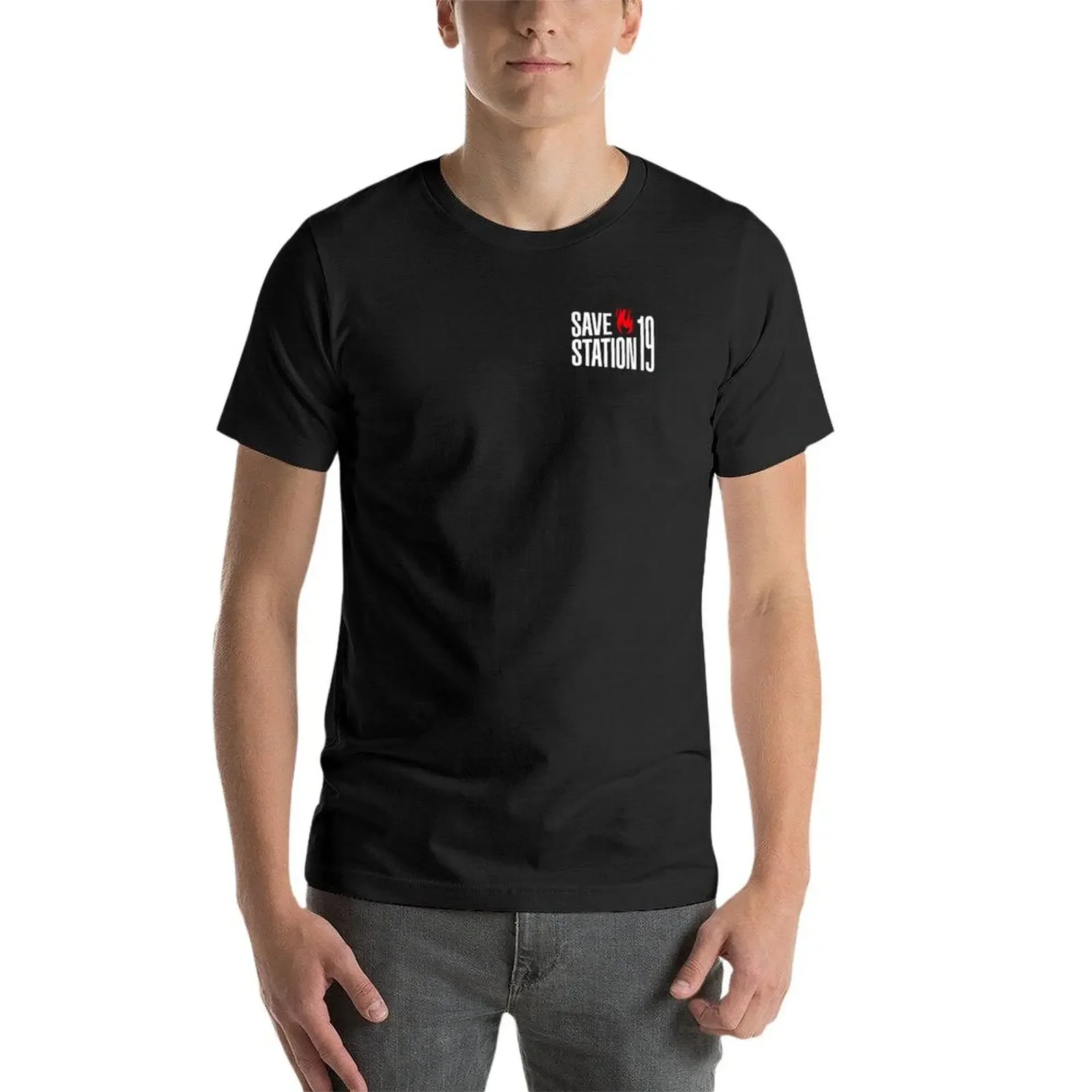 Save Station 19 (logo piccolo) t-shirt anime magliette bianche semplici ad asciugatura rapida da uomo