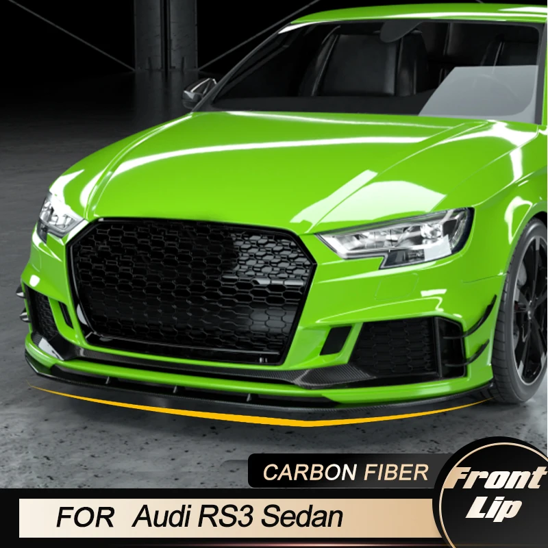 

Передний бампер, спойлер для Audi RS3 Sedan 2017-2020, передний спойлер для губ, передний спойлер, фартук, разветвители, защита, углеродное волокно