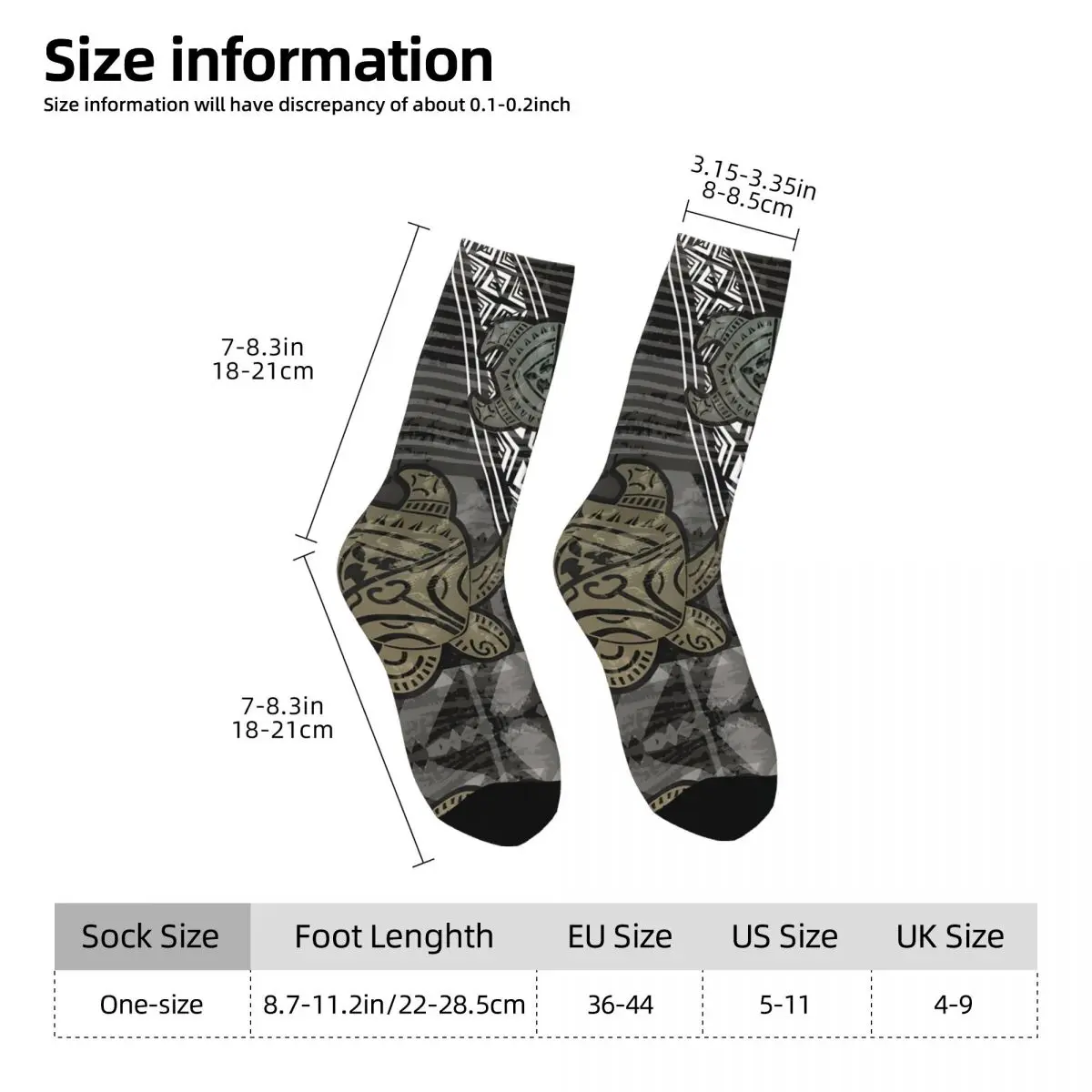 Happy Vintage Tribal Turtle Crazy Men's Socks Unisex Turtle Tapa Harajuku Pattern Printed Funny Crew Sock Boys Gift