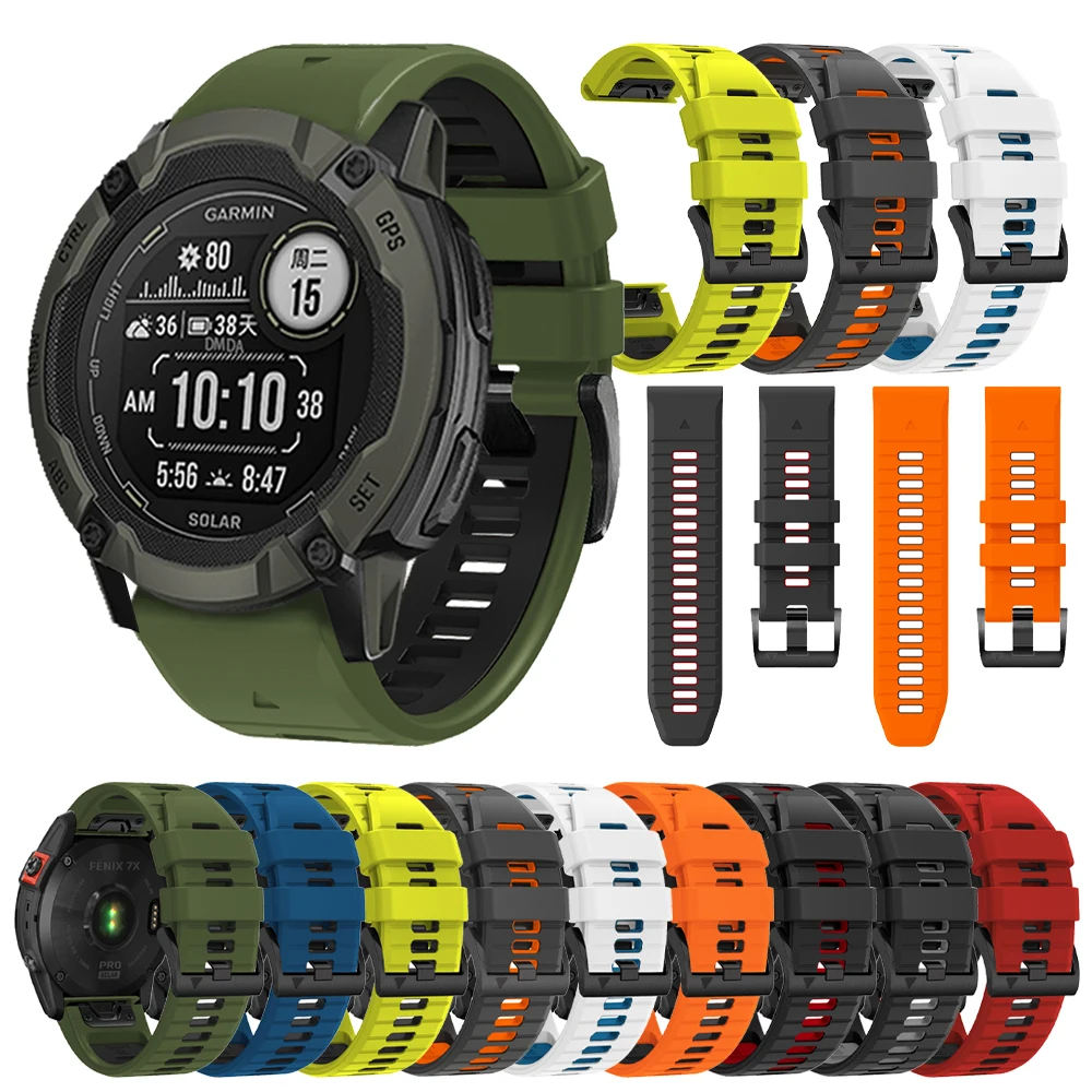 Quickfit 22 26mm Watch Strap For Garmin Instinct 2X Strap Forerunner 965 935 S60 S62 S70 Band Outdoor Sports Silicone Watchbands