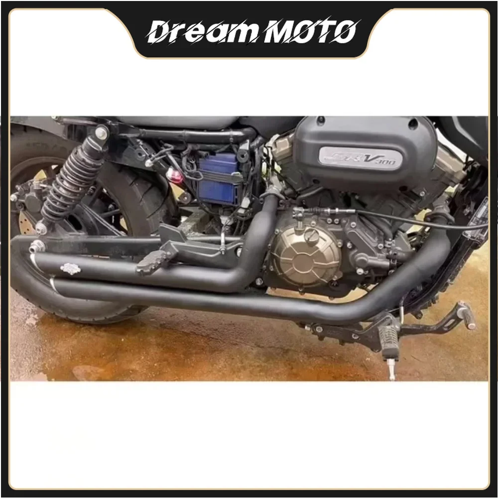 Идеальная выхлопная труба мотоцикла в стиле ретро, правая боковая двойная трубка с материалом из нержавеющей стали для QJMOTO SRV300 300SRV 300 SRV