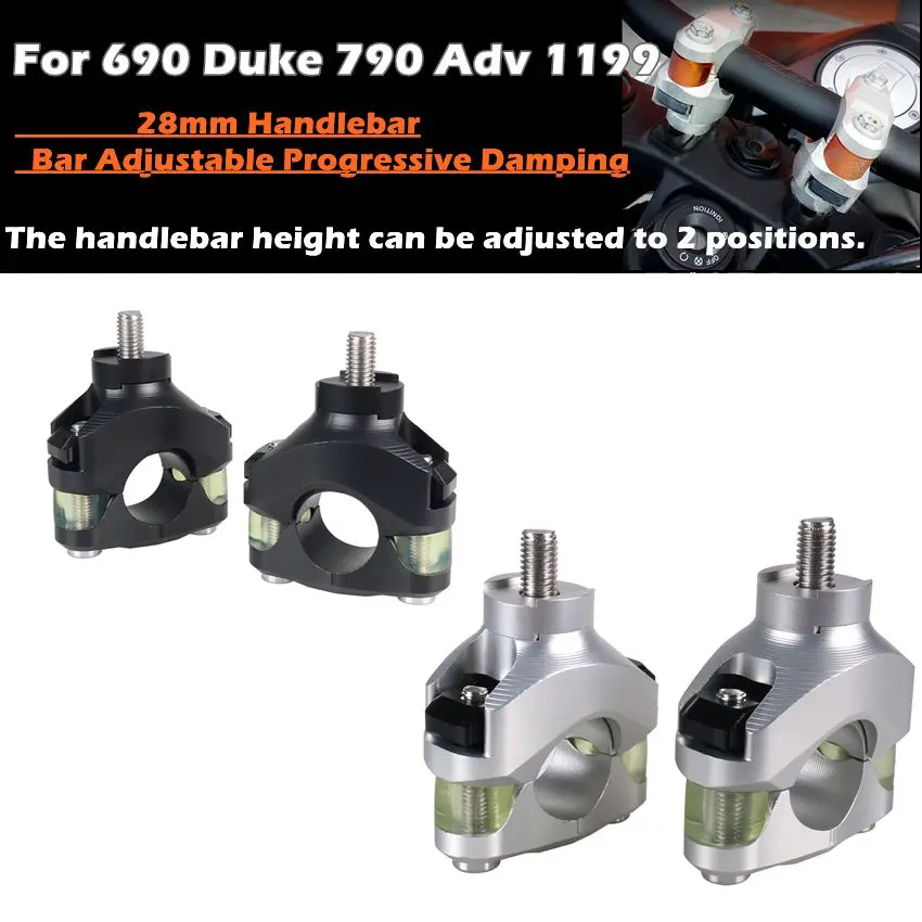 

28mm Motorcycle Handlebar Risers Mounting Bar Adjustable Progressive Handlebar Damping For 690 Duke 790 Adv 1190 ADV 1290 Super