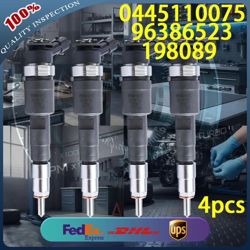 

0445110075 High Quality Common Rail Diesel Injector 96386523 198089 for Citroen Peugeot 206 307 1.4 HDI 50 KW Diesel Engine 4pcs