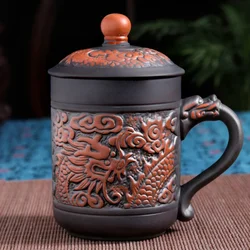 420ml Antique Dragon and Phoenix Mugs Thermo Coffee Cup to Carry Cute and Different Cups Personalized Gift Mug Original Tea Go