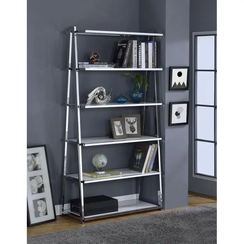 

High Gloss & Chrome Finish Bookshelf with Modern Design and Ample Storage Space