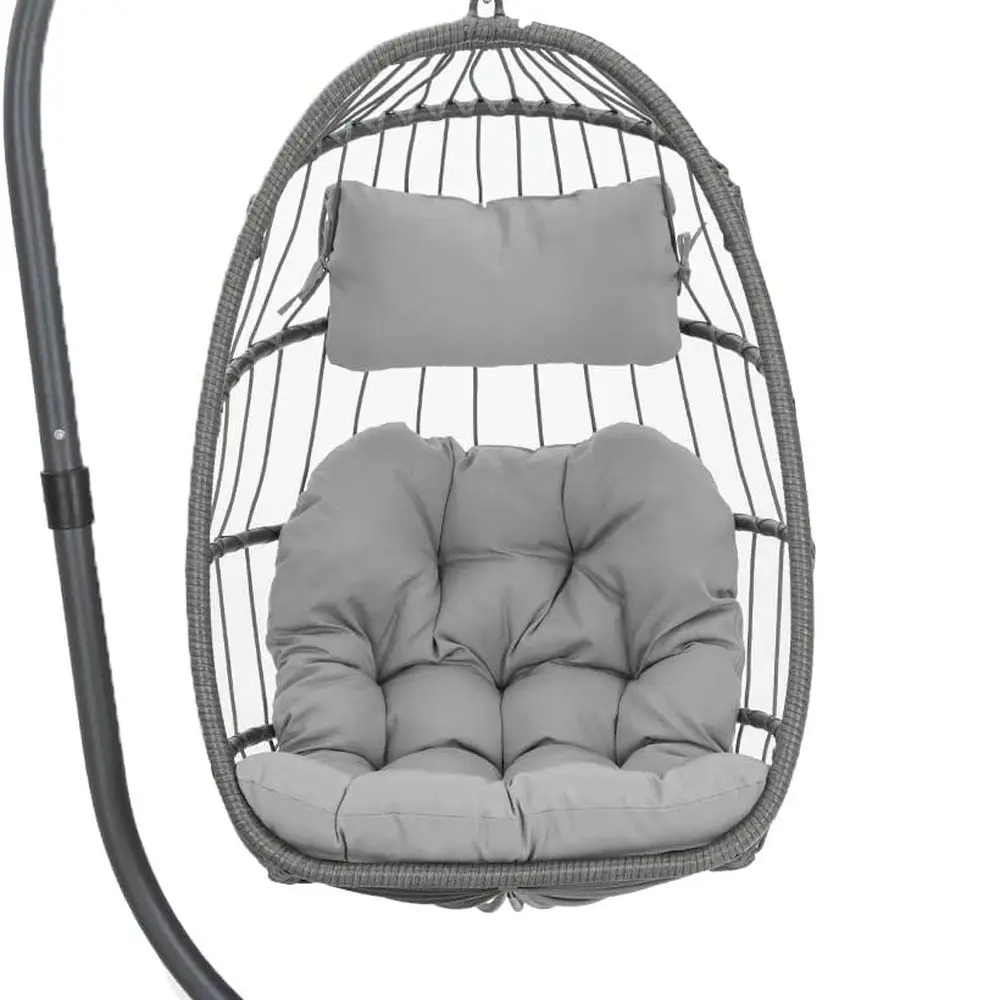 كرسي بيضة معلق من الخيزران من TIFICY للمساحات الداخلية/الخارجية، الفناء، غرفة النوم، إطار فولاذي من الألومنيوم، وسادة مقاومة للأشعة فوق البنفسجية، 35 #3