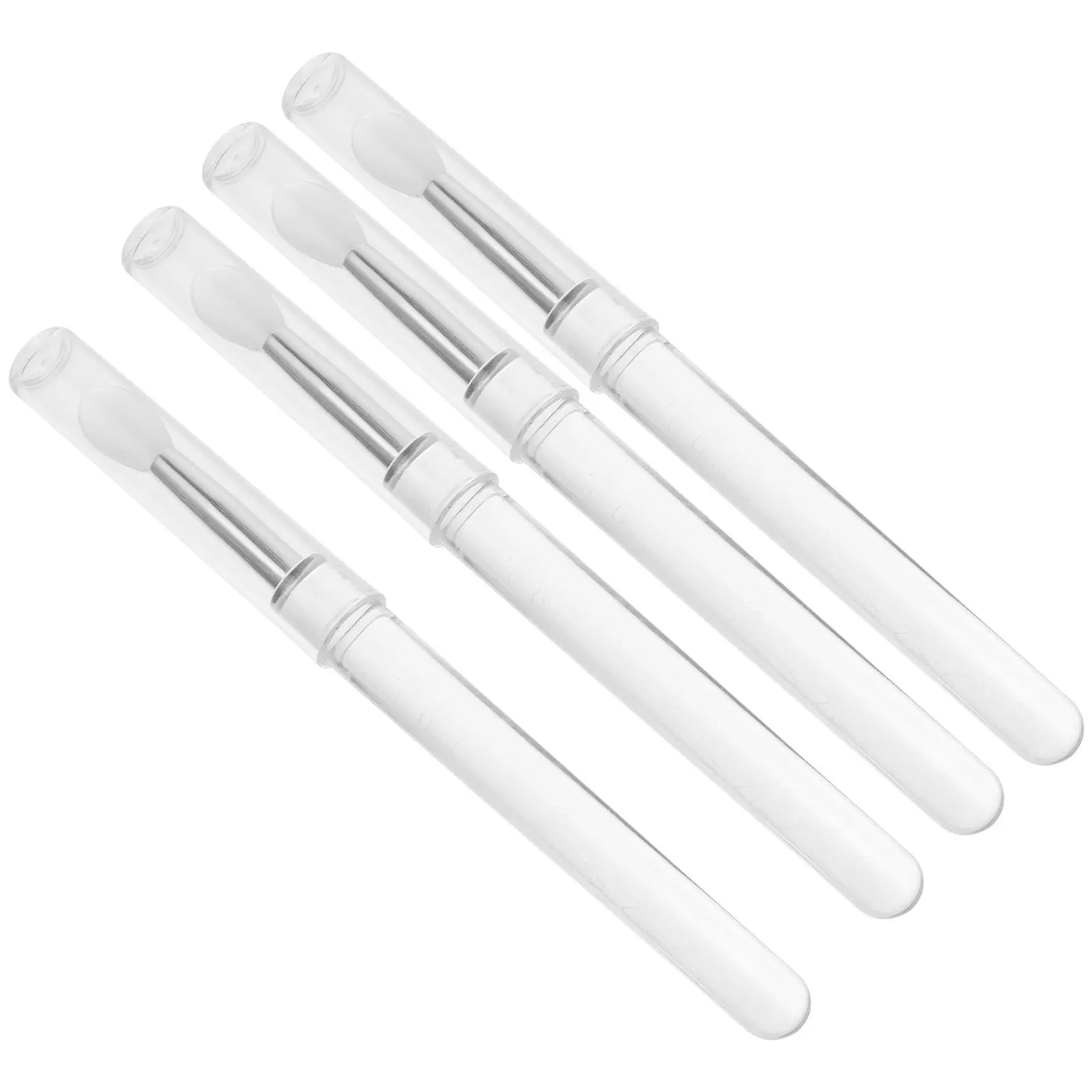 4-delige siliconen lippenborstel, stofdicht ontwerp, draagbare applicator voor lippenstift, balsem, oogschaduw, make-uptool met dop