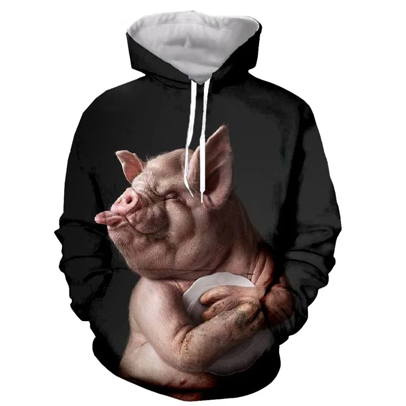 3D Print Animal Pig Graphic Hoodies For Men Women Cute Animal Long-sleeved Pullovers Sweatshirt Personality Mens Hoodie Clothes