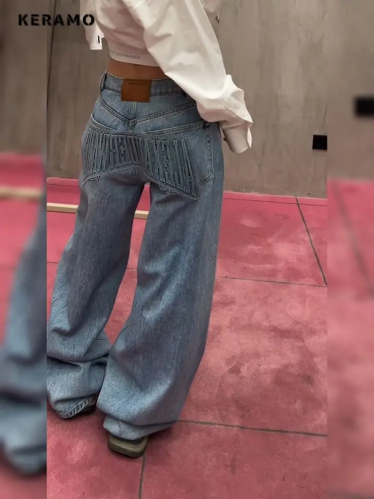 

Vintage Casual Minimalist Washed Blue Pants Normcore Y2K Baggy 2000s Denim Trouser Grunge Street Retro Women High Waist Jeans