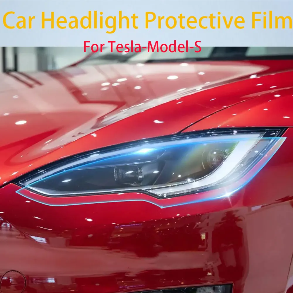 Pre-cut PPF Headlight Protection Film For Tesla Model S 2016-2023 TPU Front Light black Clear Anti-scratch Headlamp Stickers