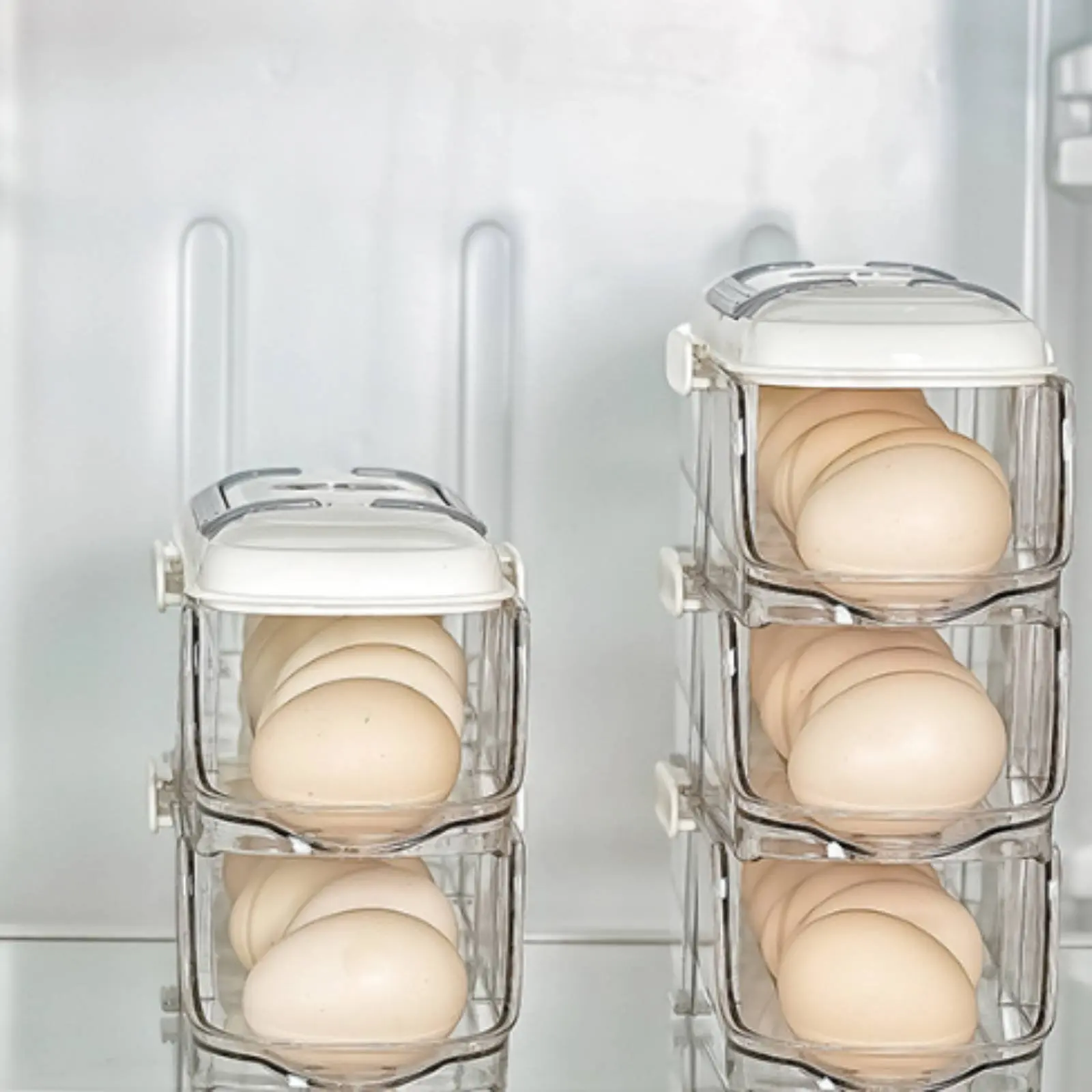 

Multi-Tier Hen Fruit Dispenser Space Saving Stackable Hen Fruit Storage Box Large Capacity Date Monitor Lid for Pantry