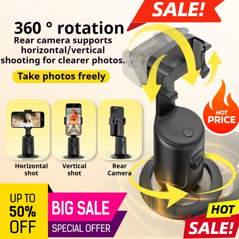 

Стабилизатор для смартфона P01 с автоматическим вращением, селфи-палка с функцией отслеживания лица и штативом для стабильной съемки