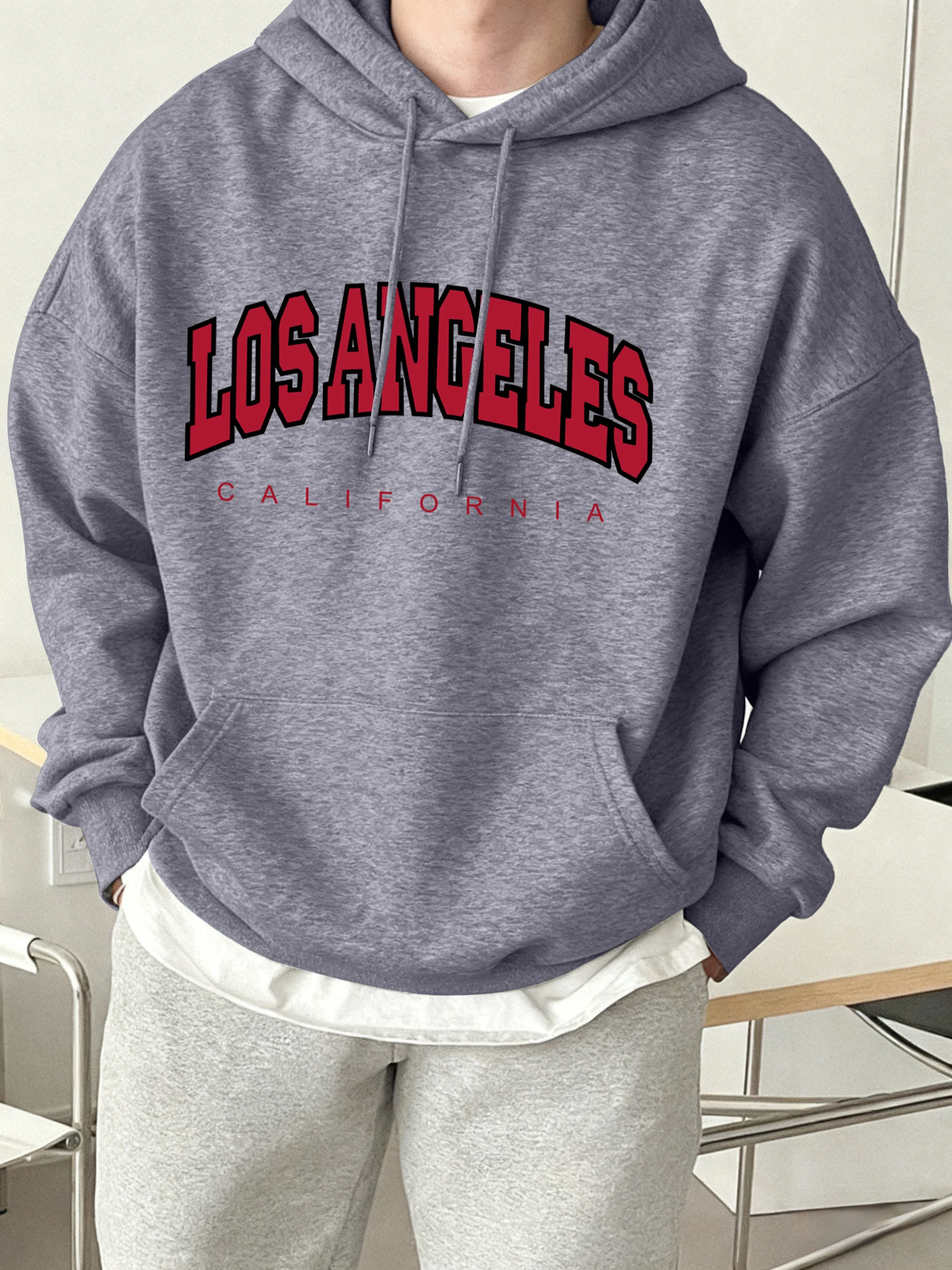 Curved Artistic Characters Pattern Hoodie Men Casual Fleece Pullovers Hip Hop O-Neck Long Sleeve Autumn Warm Loose Clothing