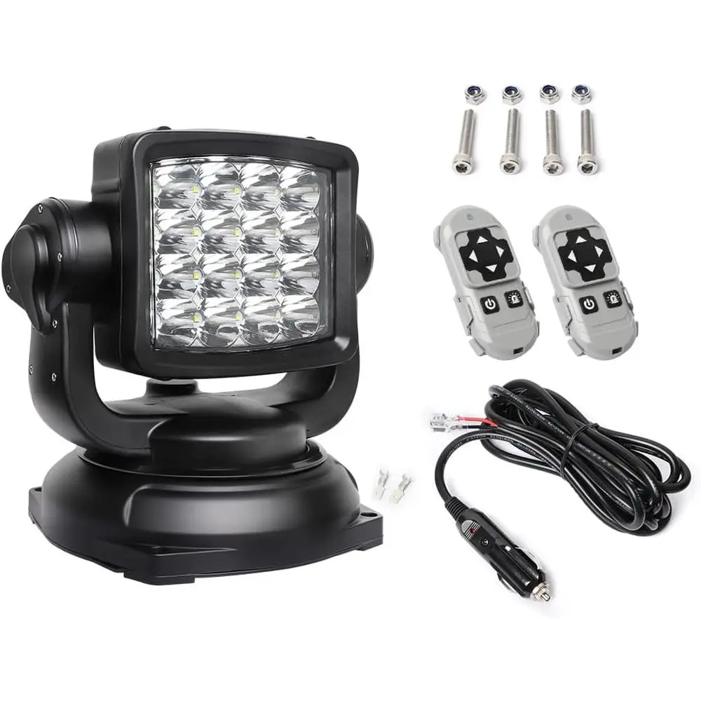 

Exzeit Led Spotlight 80W Searchlight, 360°Rotation Light Boat Spotlight with SOS unction，12/24V