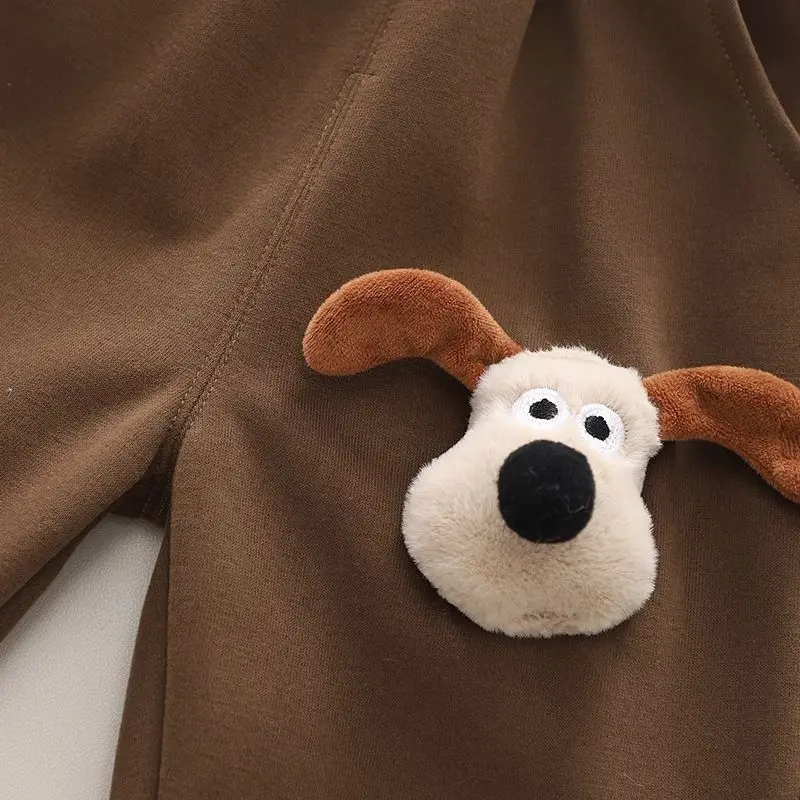 Baby Jungen 2-teiliges Cartoon-Hund Kleinkind-Set Lustiges 3D-Plüsch-Outfit Pullover Sweatshirt Farbblock-Oberteil Jogginghose Kinder Winterbekleidung – Detail 5