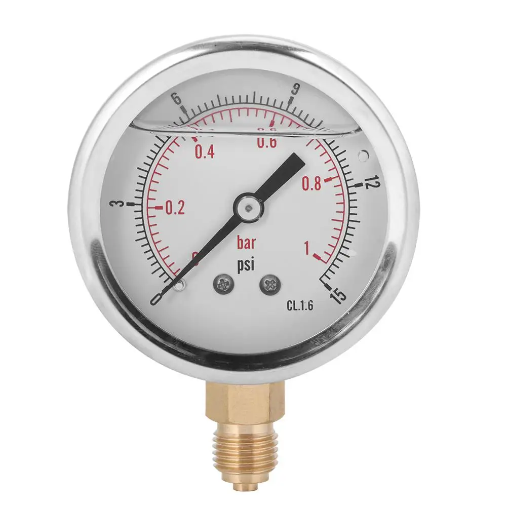 

Stainless Steel Brass 0-15psi Radial Pressure Gauge BSP Thread for Petroleum Machinery Metallurgy Chemical Industry